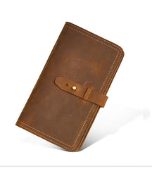 Handmade Leather Mens Travel Wallet Passport Leather Wallet billfold Slim Wallets for Men