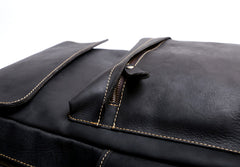 Genuine Leather Mens Cool Backpack Sling Bag Large Black Travel Bag Hiking Bag for men