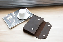 Handmade Leather Mens Clutch Cool Large Wallet Clutch Wristlet Wallet for Men