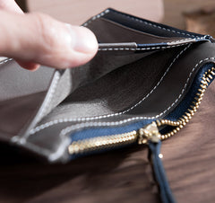Handmade Leather Mens Cool billfold Wallet Card Holder Small Card Slim Wallets for Men