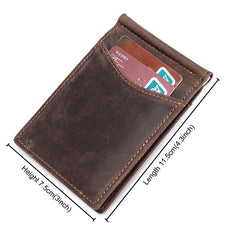 Handmade Leather Money Clip Mens Cool billfold Wallet Card Holder Small Card Slim Wallets for Men