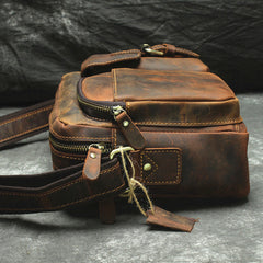 Handmade Leather Mens Cool Small Messenger Bag iPad Bag Chest Bag Bike Bag Cycling Bag for men