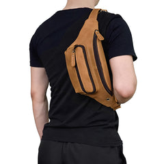 Vintage Leather Fanny Pack Mens Waist Bag Hip Pack Belt Bag for Men - iwalletsmen