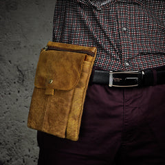 Leather Belt Pouch Mens Small Cases Waist Bag Hip Pack Belt Bag Fanny Pack Bumbag for Men