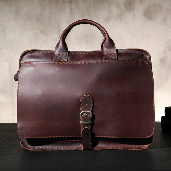 Leather Mens Coffee Briefcase Shoulder Bag Handbag Work Bag Business Bag for Men