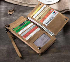 Handmade Leather Mens Cool Long Chain Wallet Phone Biker Trucker Wristlet Wallet