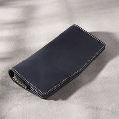 Handmade Leather Mens Clutch Wallet Cool Leather Wallet Long Phone Wallets for Men