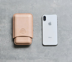 Cool Beige Leather Mens 3pcs Cigar Case Cool Custom Leather Cigar Case for Men - iwalletsmen