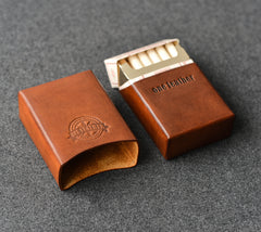 Handmade Brown Leather Mens 20pcs Cigarette Case Cool Custom Cigarette Case for Men - iwalletsmen