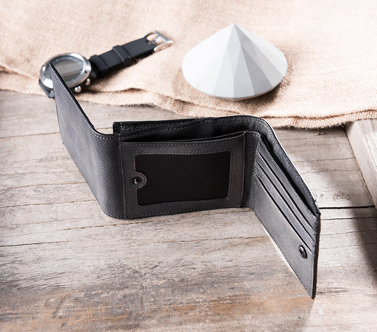 Handmade Leather Mens Cool Slim Leather Wallet Men Small Wallets Bifold for Men