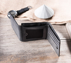 Handmade Leather Mens Cool Slim Leather Wallet Men Small Wallets Bifold for Men