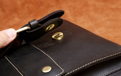 Handmade Leather Mens Cool Messenger Bag Square Bag Chest Bag Bike Bag Cycling Bag for men