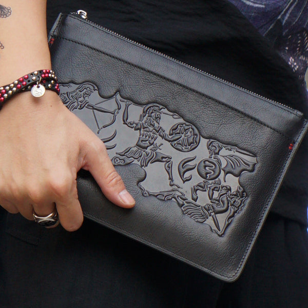 Handmade Leather Mens Urban Cohort Clutch Cool Slim Wallet Zipper Clutch Wristlet Wallet for Men - iwalletsmen