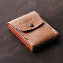 Cool Beige Wooden Leather Mens Wallet Small Card Holder Coin Wallet for Men - iwalletsmen