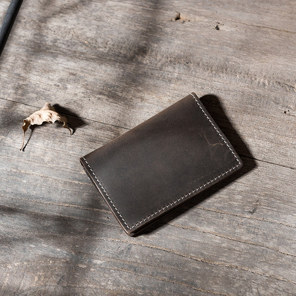 Handmade Leather Mens Cool billfold Wallet Card Holder Small Card Slim Wallets for Men