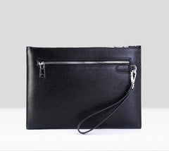 Handmade Leather Mens Cool Long Leather Wallet Zipper Clutch Wristlet Wallet for Men