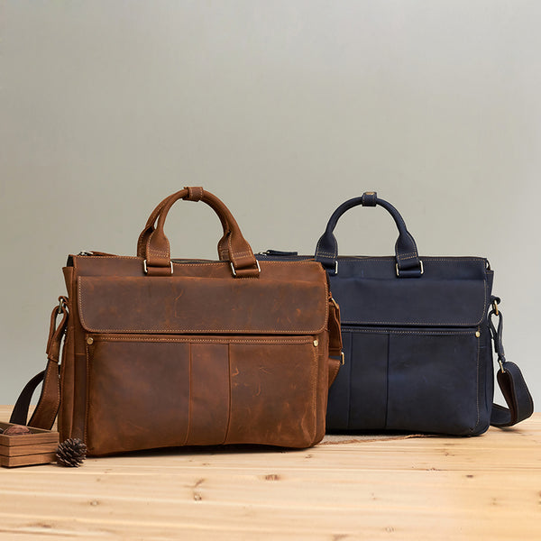 LEATHER MENS BRIEFCASE Vintage WORK BAG BUSINESS BAG FOR MEN - iwalletsmen