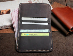 Handmade Leather Mens Cool Slim Leather Wallet Men Small Wallets Bifold for Men