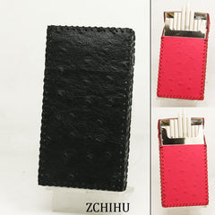 Cute Handmade Leather Womens Pink Black Cigarette Holder Case for Women - iwalletsmen