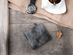 Handmade Leather Mens Cool Slim Leather Wallet Men Small Wallets Bifold for Men