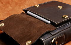 Handmade Leather Mens Cool Messenger Bag Square Bag Chest Bag Bike Bag Cycling Bag for men