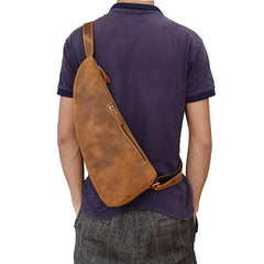 Cool Leather Sling Bag for Men Vintage Chest Bag Crossbody Sling Bags For Men - iwalletsmen