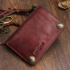 Genuine Leather Mens Chain Biker Wallet Cool Leather Wallet Small Wallets for Men