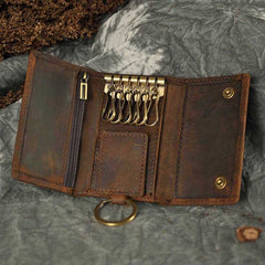 Handmade Leather Mens Cool Key Wallet Change Coin Wallet Key Holder Case Card Wallet for Men