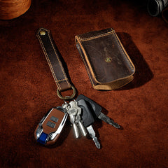 Handmade Leather Mens Cool Key Wallet Car Key Holder Key Case for Men