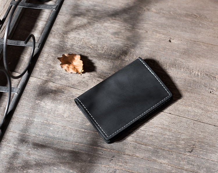 Handmade Leather Mens Cool billfold Wallet Card Holder Small Card Slim Wallets for Men