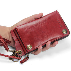 Handmade Mens Cool Long Leather Chain Wallet Cards Biker Trucker Wristlet Wallet