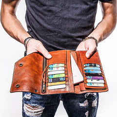 Handmade Mens Cool Leather Chain Wallet Biker Trucker Wallet with Chain for Men - iwalletsmen