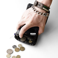 Genuine Leather Mens Cool billfold Leather Wallet Men Small Wallets Bifold for Men
