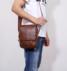 Genuine Leather Mens Cool Messenger Bag Square Bag Chest Bag Bike Bag Cycling Bag for men