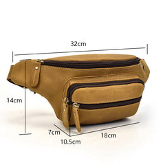 Vintage Leather Fanny Pack Mens Waist Bag Hip Pack Belt Bag for Men - iwalletsmen
