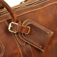 Cool Dark Brown Leather Mens Barrel Overnight BagsWeekender Bags Travel Bag For Men - iwalletsmen