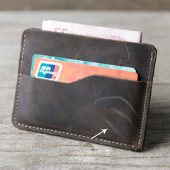 Handmade Leather Mens Cool billfold Wallet Card Holder Small Card Slim Wallets for Men
