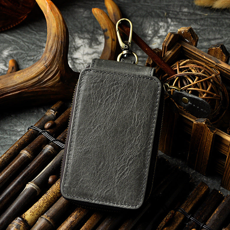 Handmade Leather Mens Cool Key Wallet Car Key Holder Case Card Wallet for Men