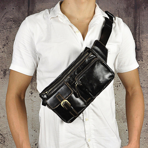 Leather Fanny Pack Mens Waist Bag Hip Pack Belt Bag Bumbag for Men