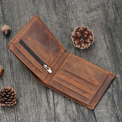Handmade Leather Mens Cool Slim Leather Wallet Card Wallet Holders Men Small Wallets Trifold for Men