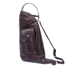 Genuine Leather Mens Cool Chest Bag Sling Bag Crossbody Bag Travel Bag Hiking Bag for men
