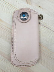 Handmade Mens Leather Biker Wallet Biker Chain Wallets Cool Long Wallet with Chain - iwalletsmen