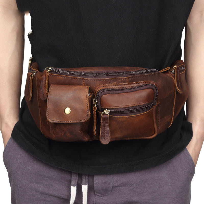 Leather Belt Bag Mens Fanny Back Waist Bag Fanny Bags For Men - iwalletsmen