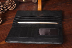 Handmade Leather Mens Cool Long Leather Wallet Bifold Clutch Wallet for Men - iwalletsmen