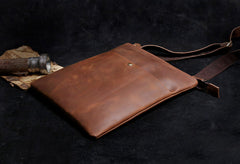 Handmade Leather Mens Cool Messenger Bag Square Bag Chest Bag Bike Bag Cycling Bag for men