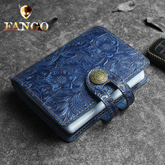 Handmade Leather Floral Mens Cool billfold Wallet Card Holder Small Card Slim Wallets for Men