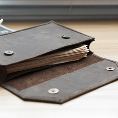 Handmade Leather Mens Clutch Cool Large Wallet Clutch Wristlet Wallet for Men