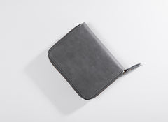 Handmade Leather Mens Cool Slim Leather Zipper Wallet Men Small Wallets Bifold for Men