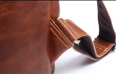 Genuine Leather Mens Cool Backpack Sling Bag Large Black Travel Bag Hiking Bag for men