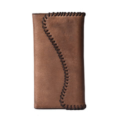 Handmade Leather Mens Cool Long Leather Wallet Trifold Clutch Wallet for Men - iwalletsmen